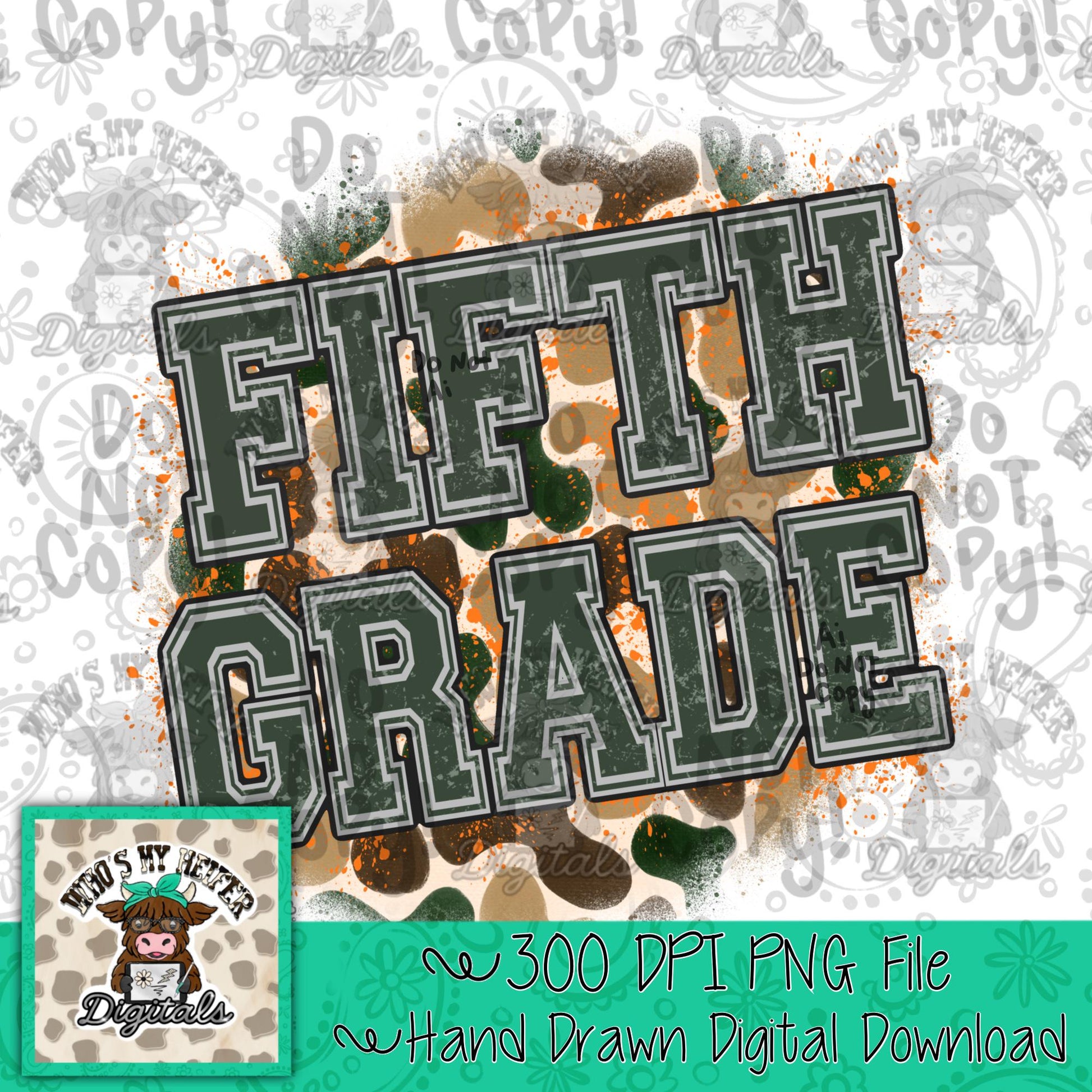Retro Camouflage Fifth Grade PNG Hand Drawn 5th Grade Sublimation Png School Camo Back to School PNG Boy First day of School Shirt Design