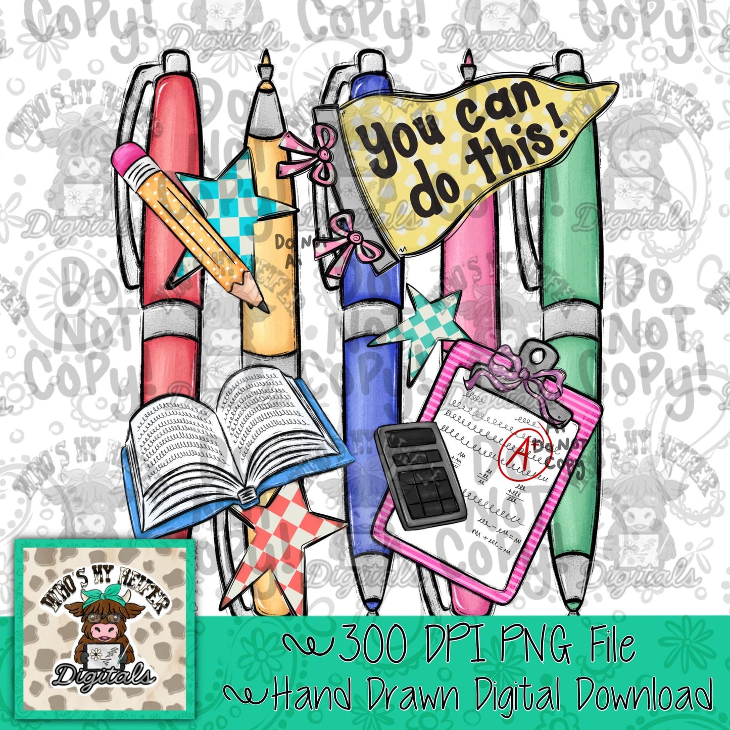 Everyday You Can Do This PNG Hand Drawn Girly Stripes Sublimation File Trendy Back to School Teach Kid Digital Doodle Preppy Test Day Shirt