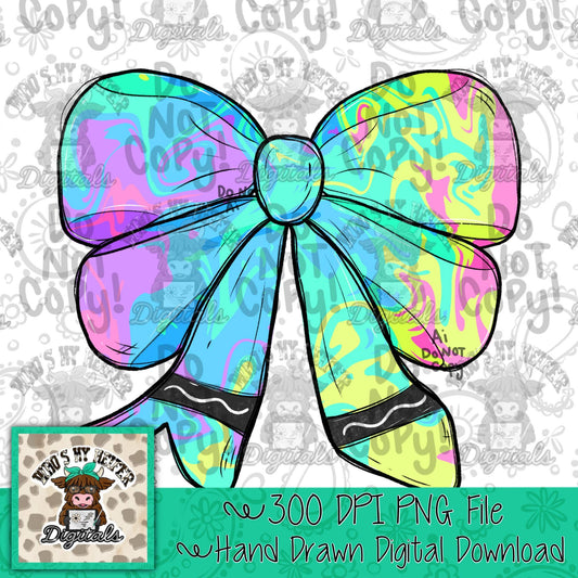 Girly Bow Crayon PNG Pastel Crayon Preschool Sublimation File Coquette Back to School PNG Preppy First day of School Digital Art Whimsical