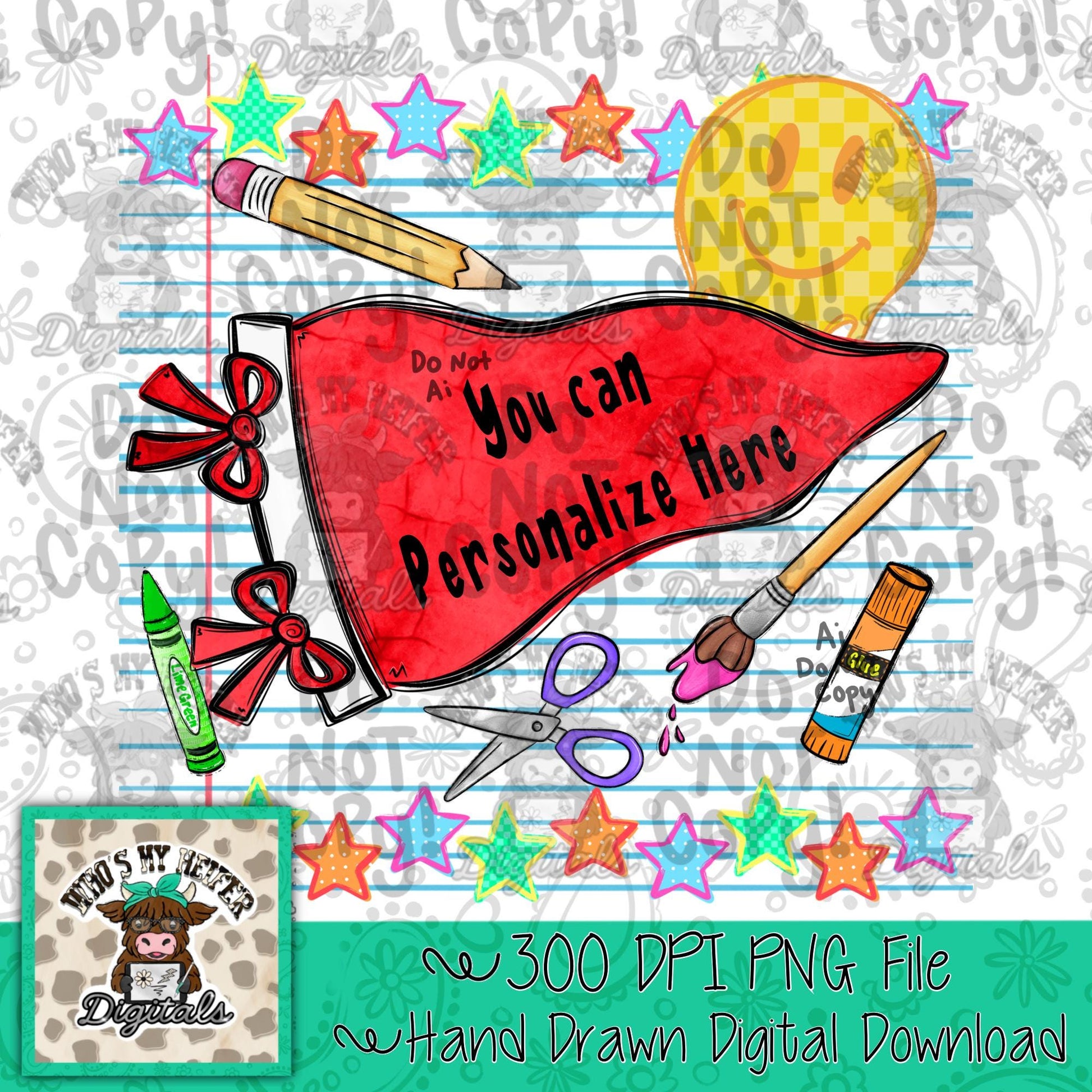 Blank Red Pennant PNG Hand Drawn Girly Back to School Sublimation File Trendy Teacher Shirt Design Student Teacher Digital Download