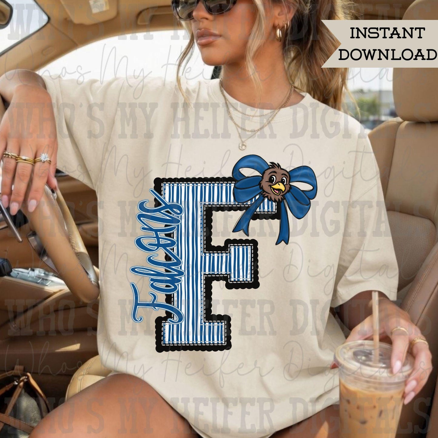 Custom Mascot Varsity Letter Bow PNG Hand Drawn Mascot Scallop Seeksucker Letter Sublimation File School Spirit Idea Game Day Shirt Digital