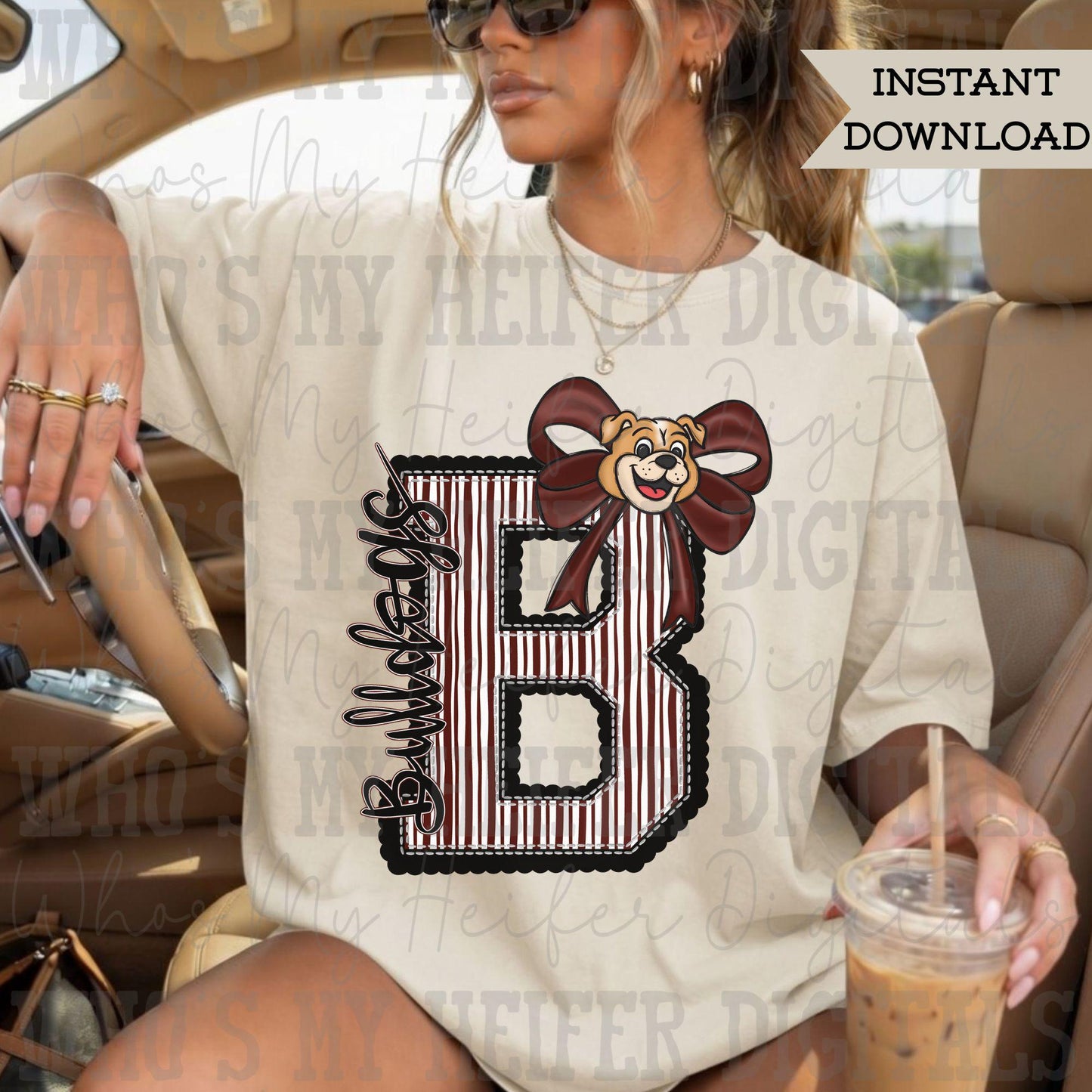 Custom Mascot Varsity Letter Bow PNG Hand Drawn Mascot Scallop Seeksucker Letter Sublimation File School Spirit Idea Game Day Shirt Digital