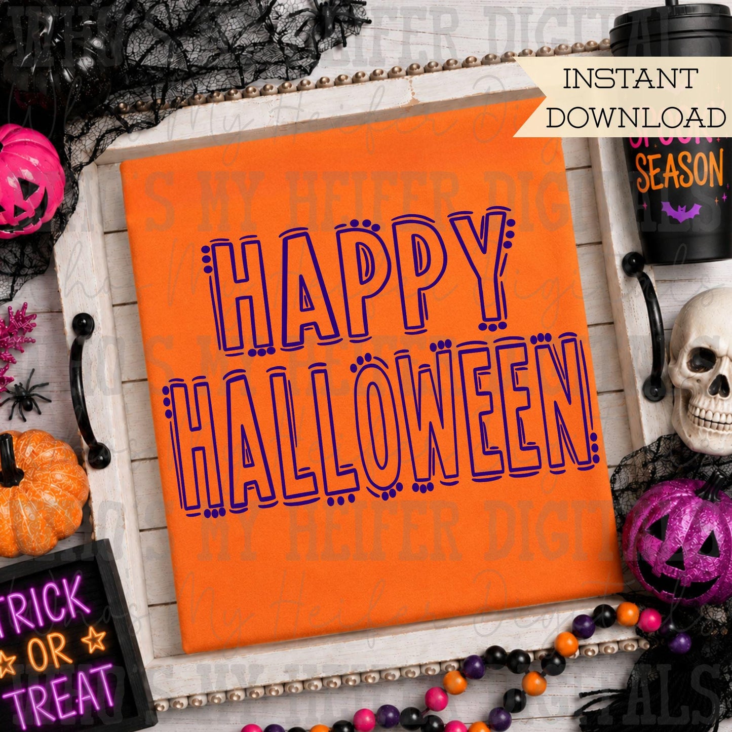 Happy Halloween Doodle Word SVG & PNG Hand Drawn Outline Halloween Sublimation File Holiday Shirt Design Digital Art Halloween Cut File