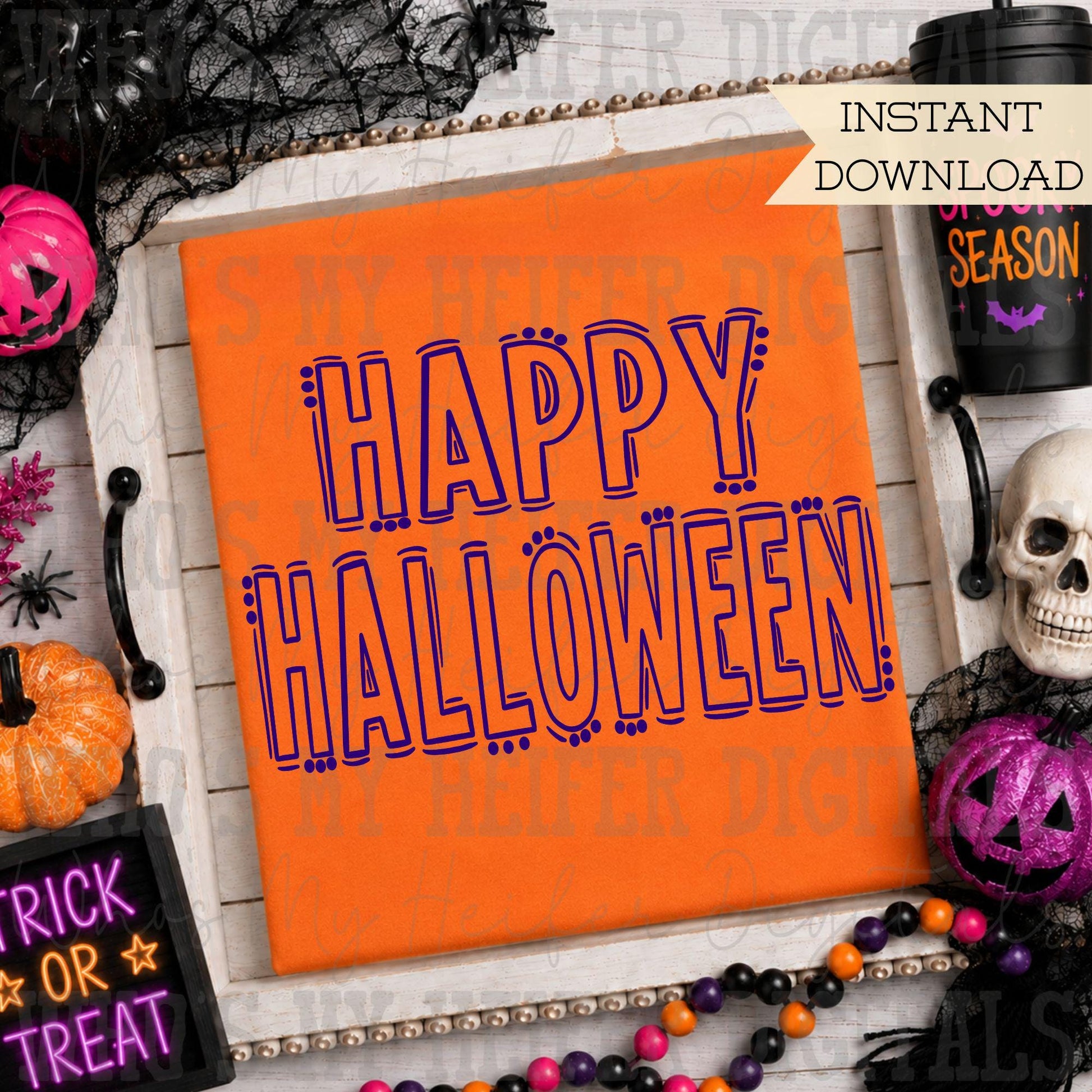 Happy Halloween Doodle Word SVG & PNG Hand Drawn Outline Halloween Sublimation File Holiday Shirt Design Digital Art Halloween Cut File