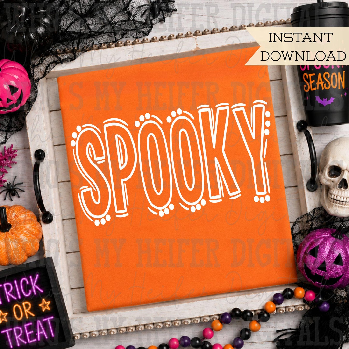 Spooky Doodle Word SVG & PNG Hand Drawn Outline Spooky Sublimation File Trendy Halloween Shirt Design Digital Art Cut File