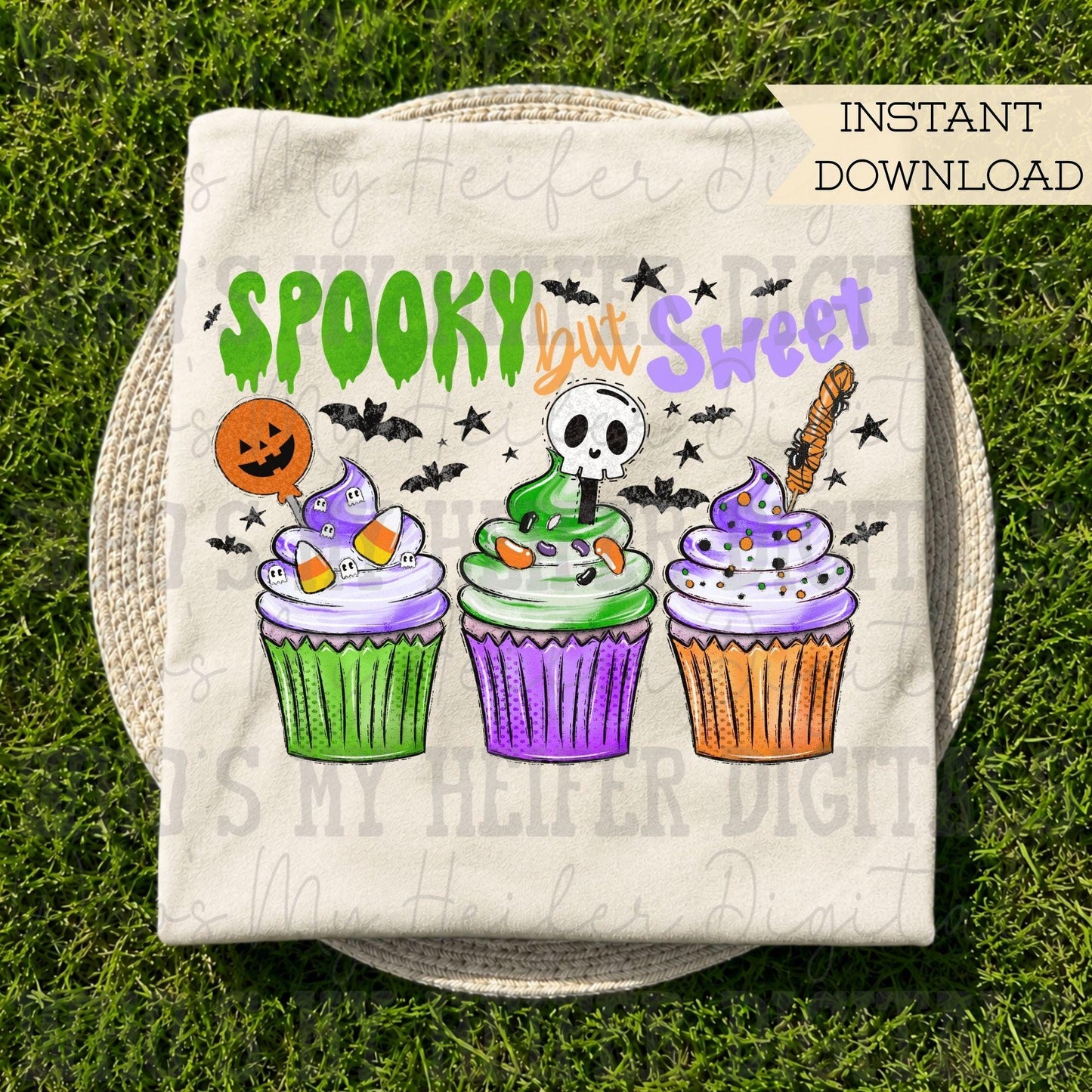 Halloween Cupcake Trio PNG Hand Drawn Spooky Cupcakes Sublimation File Girly Trick or Treat Shirt Design Halloween Baking Digital Download
