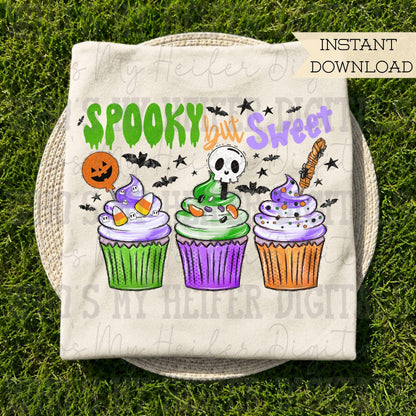 Halloween Cupcake Trio PNG Hand Drawn Spooky Cupcakes Sublimation File Girly Trick or Treat Shirt Design Halloween Baking Digital Download