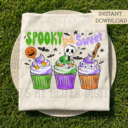 Halloween Cupcake Trio PNG Hand Drawn Spooky Cupcakes Sublimation File Girly Trick or Treat Shirt Design Halloween Baking Digital Download