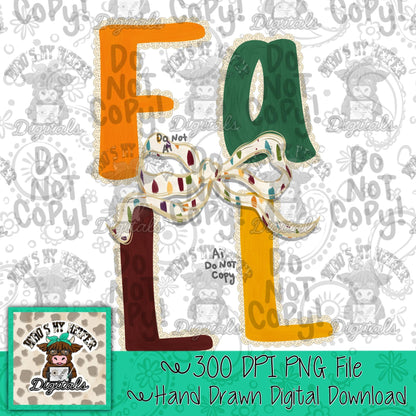 Hand Drawn Fall with Lace Scallop Sublimation File Autumn Coquette Bow PNG  Whimsical Thanksgiving Women Shirt Design Digital Download