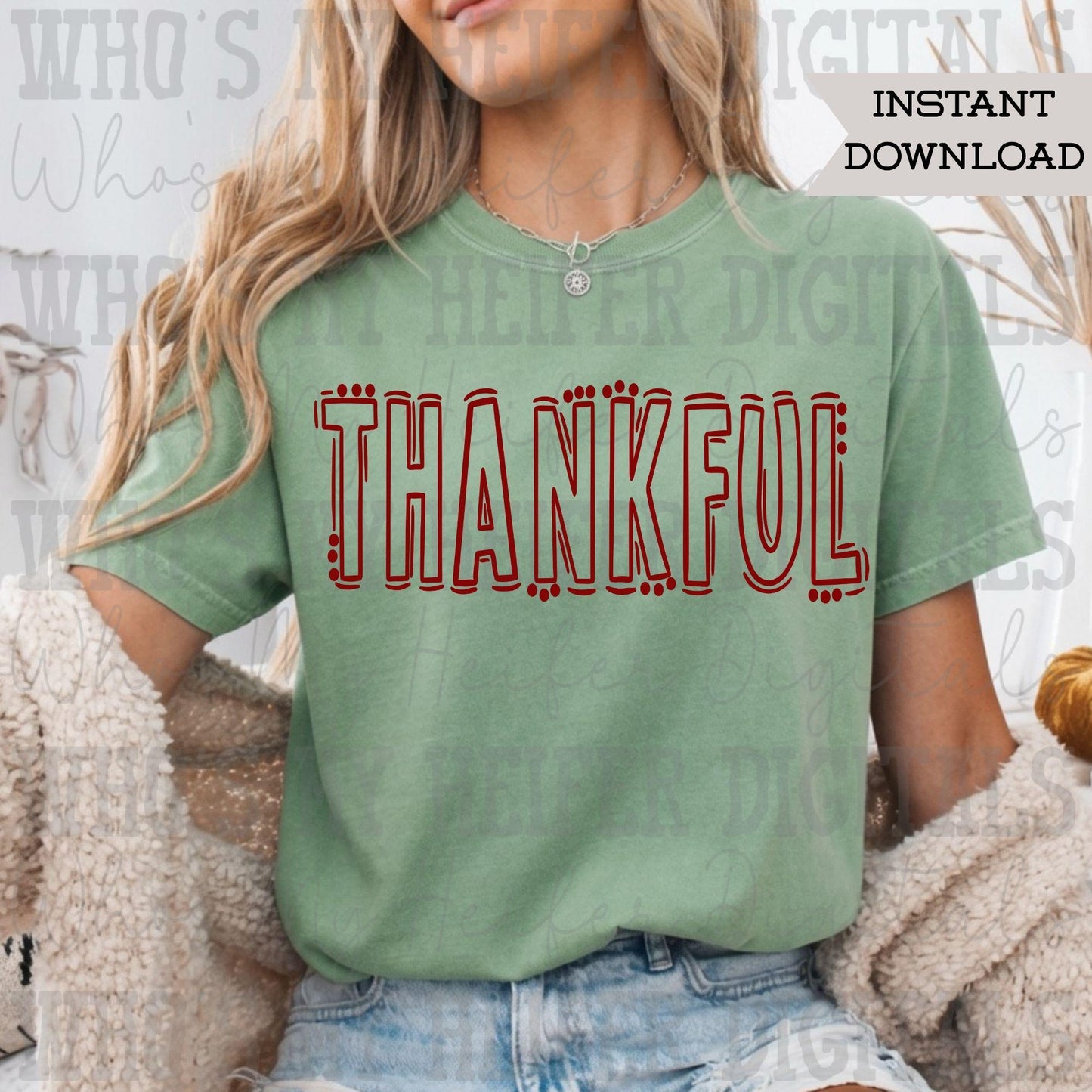 Thankful Doodle Word SVG & PNG Hand Drawn Outline Thankful Sublimation File Religious Holiday Thanksgiving Shirt Design Digital Art Cut File