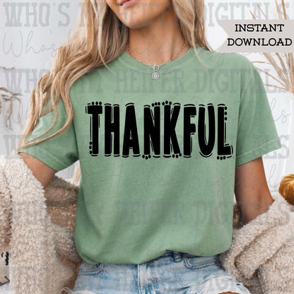 Thankful Solid Doodle Word SVG & PNG Hand Drawn Thankful Sublimation File Religious Holiday Thanksgiving Shirt Design Digital Art Cut File