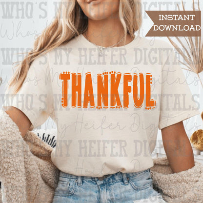 Thankful Solid Doodle Word SVG & PNG Hand Drawn Thankful Sublimation File Religious Holiday Thanksgiving Shirt Design Digital Art Cut File