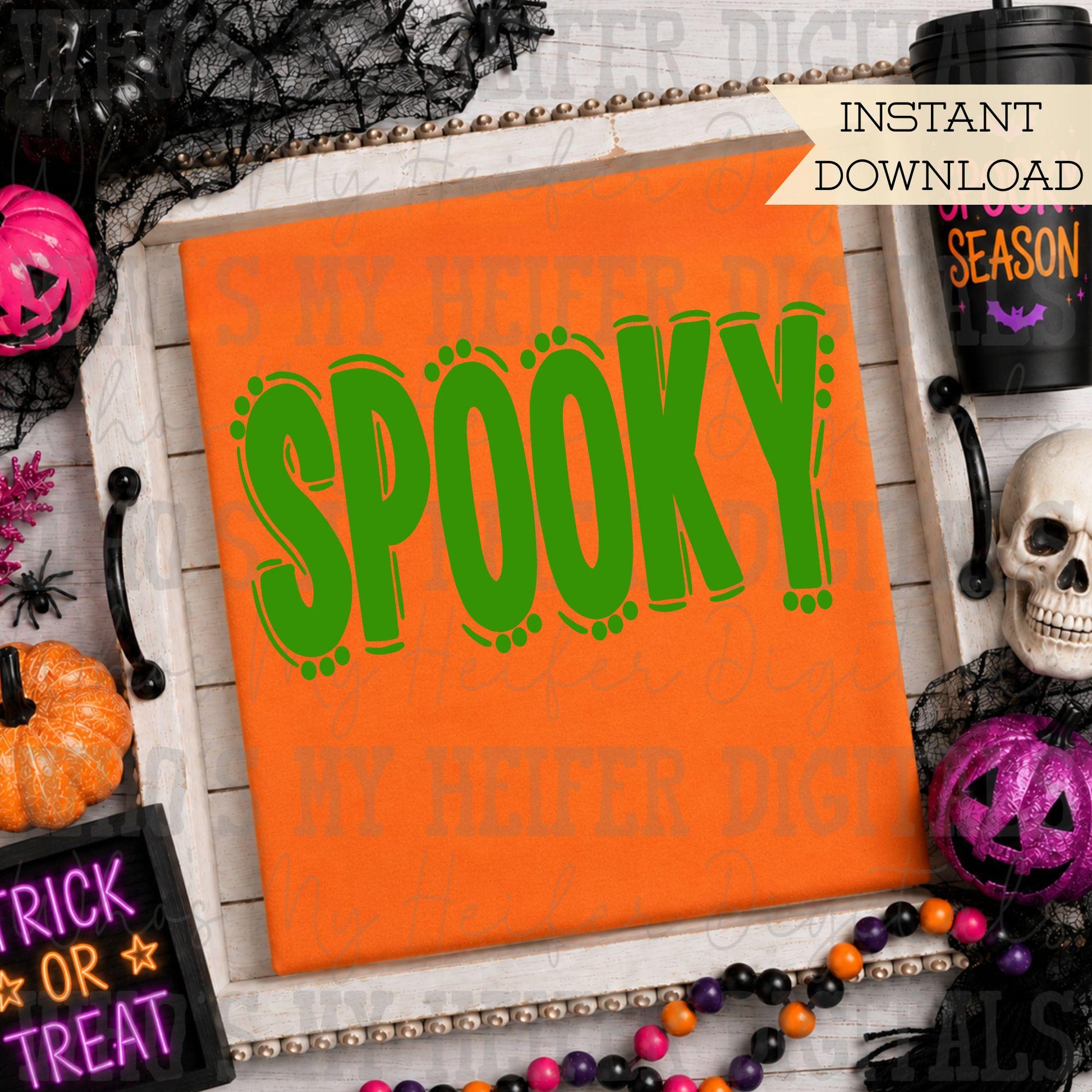 Spooky Solid Doodle Word SVG & PNG Hand Drawn  Spooky Sublimation File Trendy Halloween Shirt Design Digital Art Cut File
