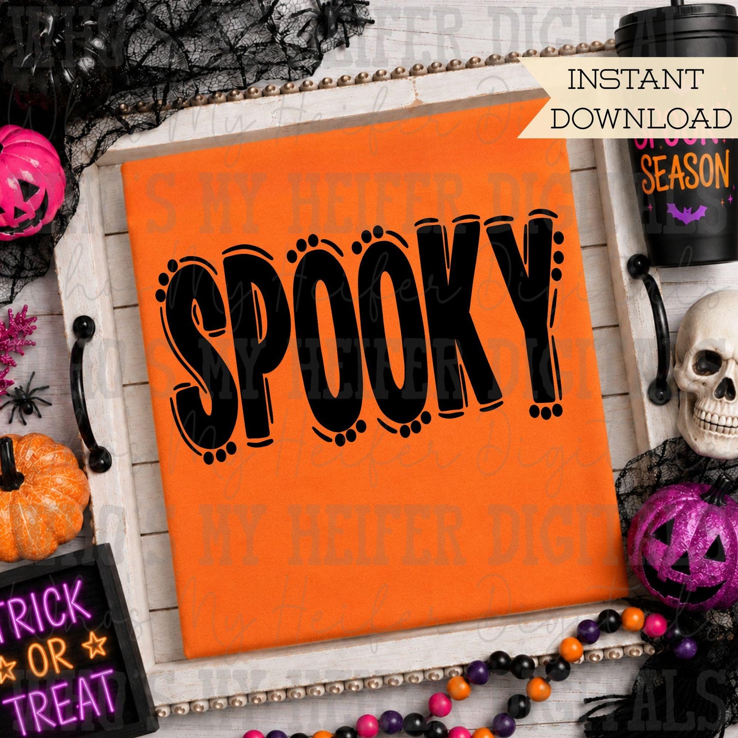 Spooky Solid Doodle Word SVG & PNG Hand Drawn  Spooky Sublimation File Trendy Halloween Shirt Design Digital Art Cut File