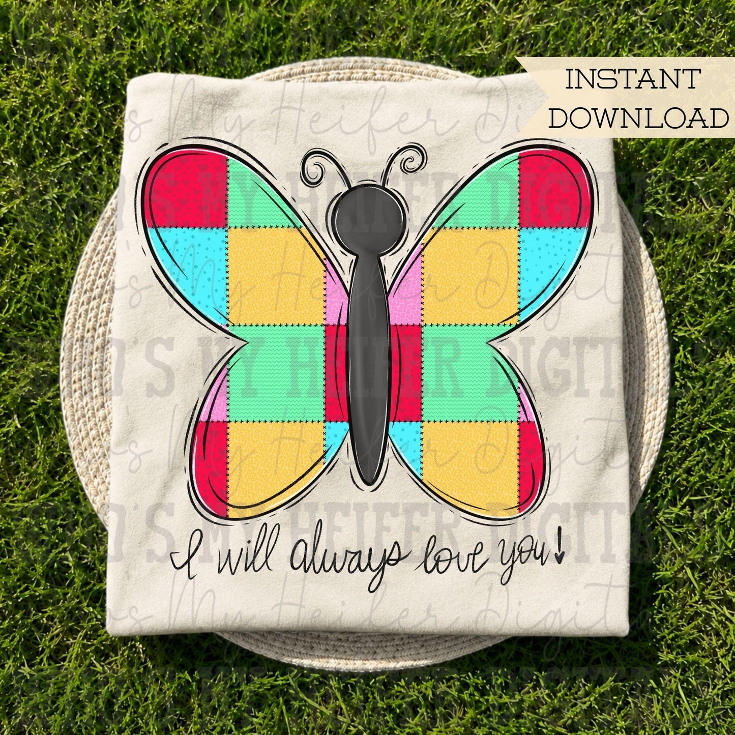 Colorful Whimsical Butterfly PNG Hand Drawn Faux Quilted Butterfly Sublimation File Dolly Theme Shirt Design Dollywood Digital Download