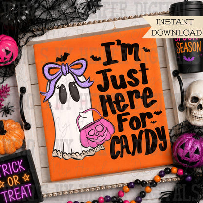 Whimsical Halloween Girl PNG Hand Drawn Ghost with Bow Sublimation File Treat or Trick Shirt Design Trendy Girly Halloween Digital Download