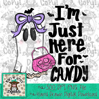 Whimsical Halloween Girl PNG Hand Drawn Ghost with Bow Sublimation File Treat or Trick Shirt Design Trendy Girly Halloween Digital Download