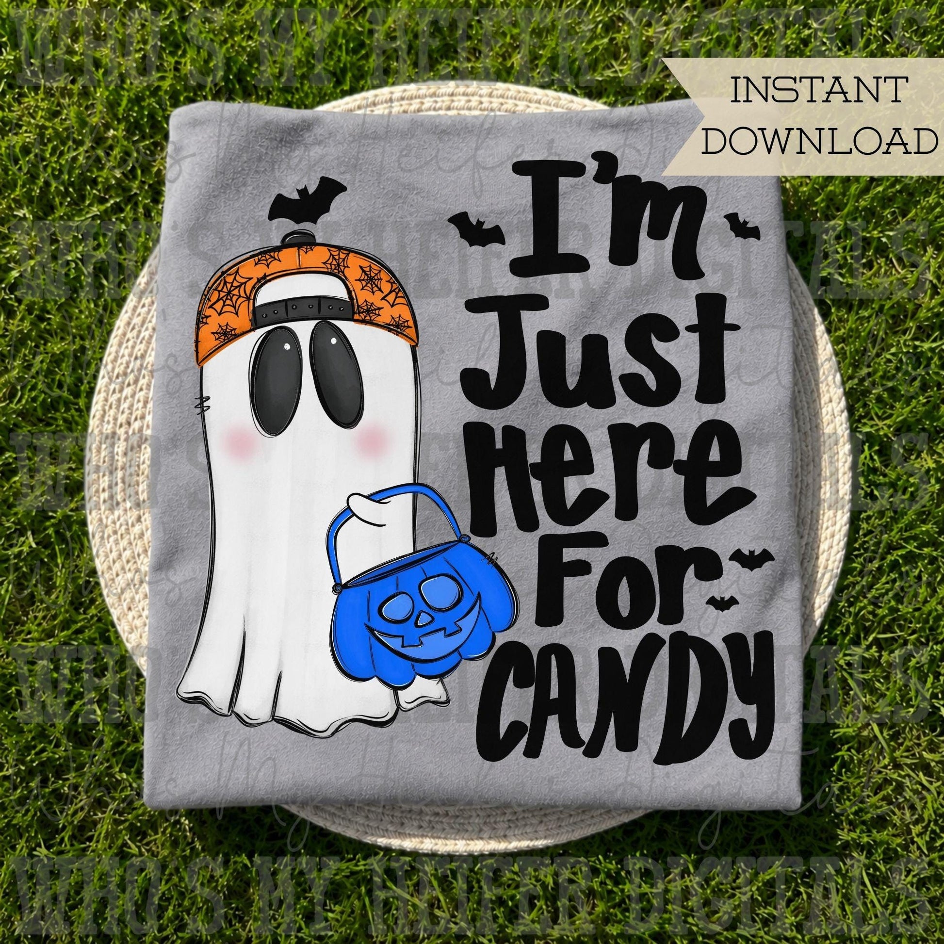 Whimsical Halloween Boy PNG Hand Drawn Ghost with Hat Sublimation File Treat or Trick Shirt Design Trendy Boy Halloween Digital Download