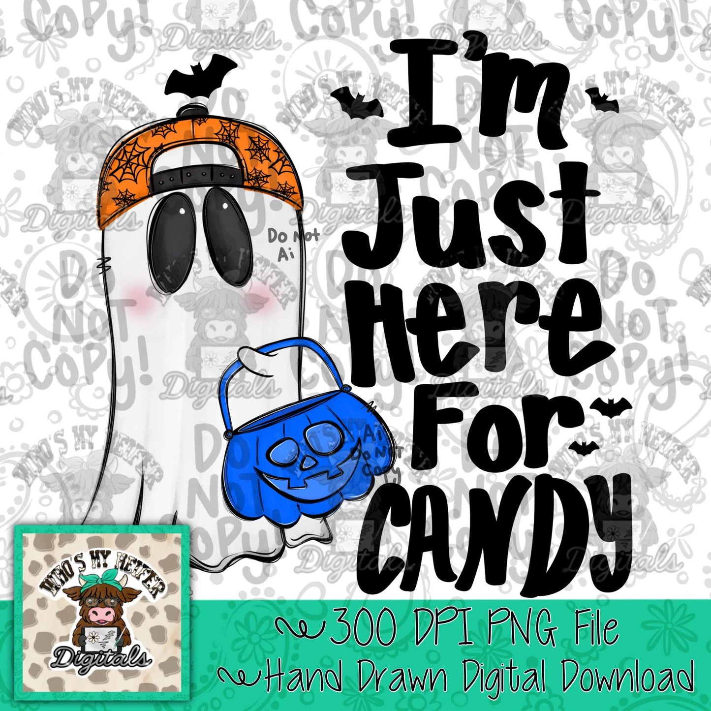 Whimsical Halloween Boy PNG Hand Drawn Ghost with Hat Sublimation File Treat or Trick Shirt Design Trendy Boy Halloween Digital Download