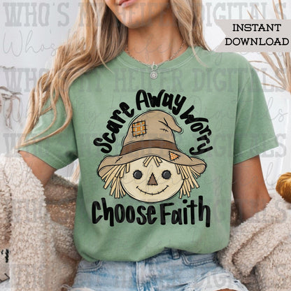 Cute Scarecrow PNG Hand Drawn Whimsical Scarecrow with Positive Quote Sublimation Religious  Autumn Shirt Design Fall Theme Digital Download