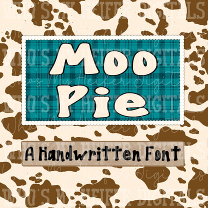 Moo Pie Handwritten Font Computer Typing Font for Procreate Font Cute Hand Lettering Font for Cricut and Silhouette