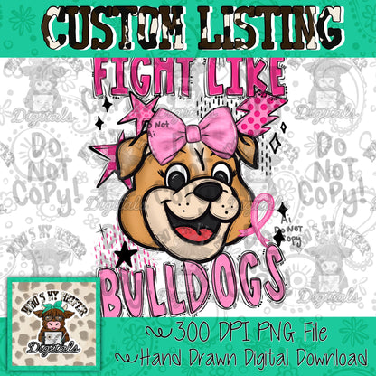 Custom Fight Like Mascot PNG Hand Drawn Retro Pink Out Mascot with Bow & Doodle Sublimation PNG Game Day Shirt Design School Spirit Mascot