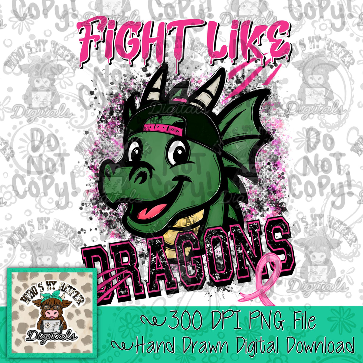 Custom Fight Like Mascot PNG Hand Drawn Retro Pink Out Mascot with Hat Sublimation File Breast Cancer Awareness School Spirit Mascot DTF